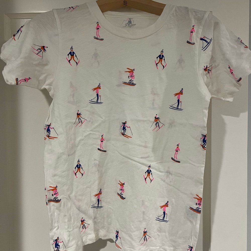 J. Crew Women’s Ski Print White Tee